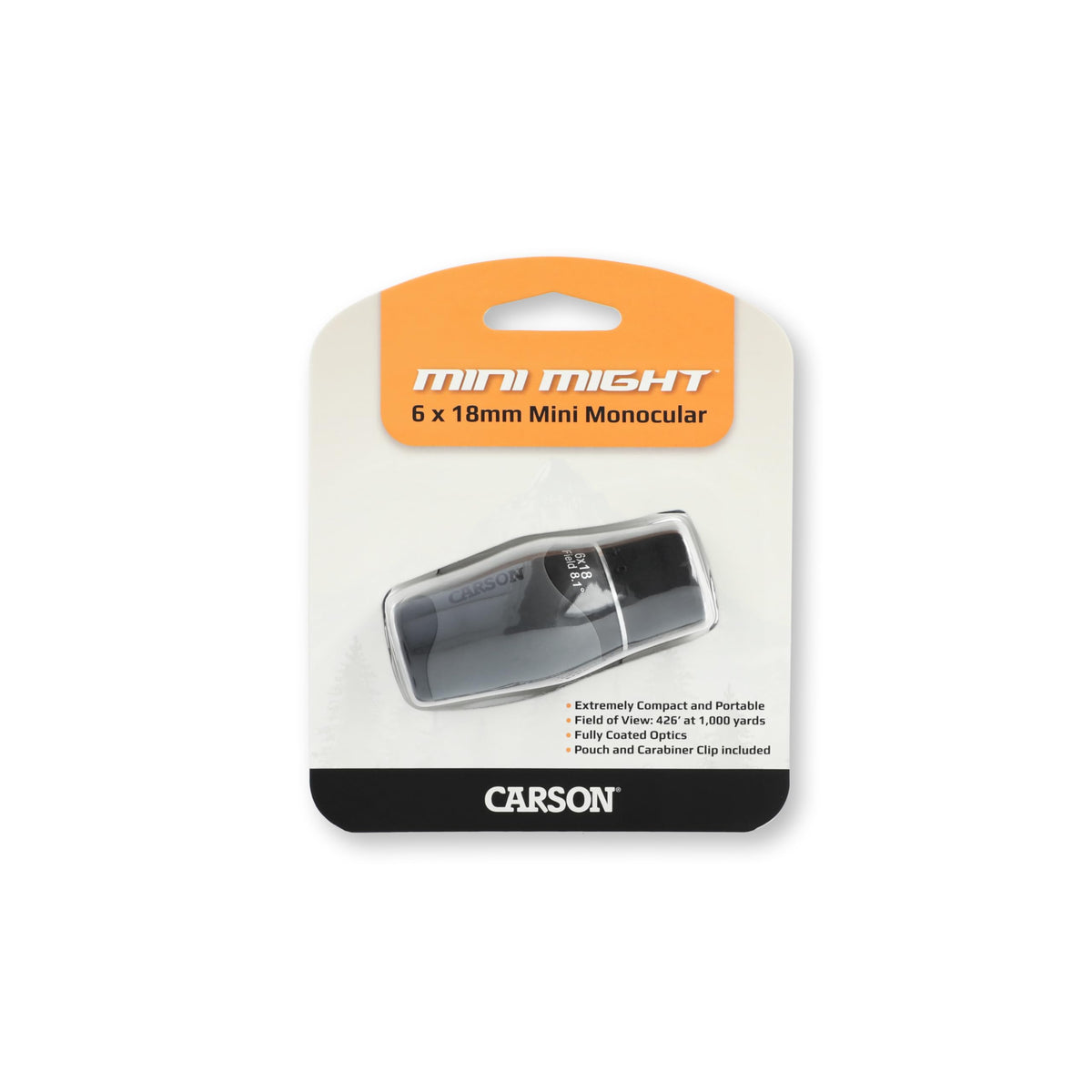 Carson MiniMight lens cloth included for easy cleaning.