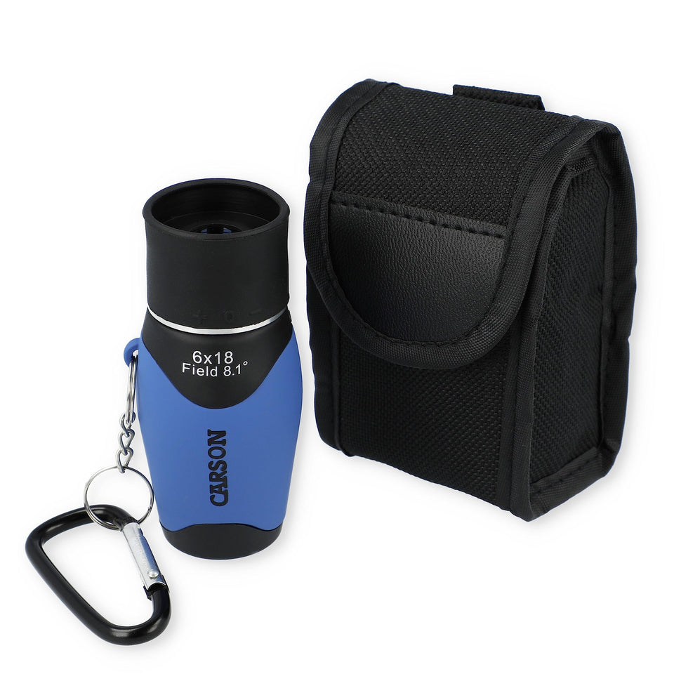 Carson MiniMight pocket monocular blue for quick wildlife viewing anywhere.