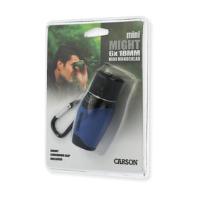 Carson MiniMight soft pouch and lens cloth protect and clean on the go.