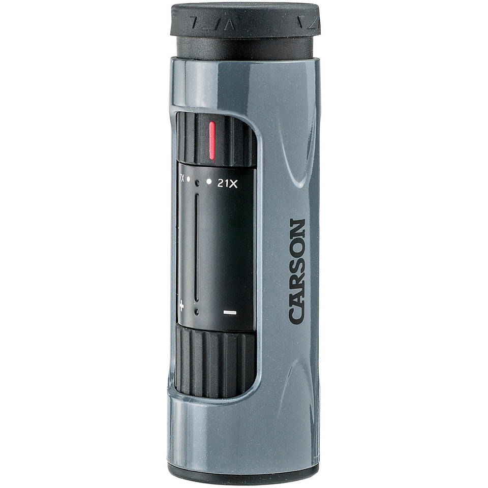 Carson MonoZoom front view showing compact body and lens, easy portability benefit