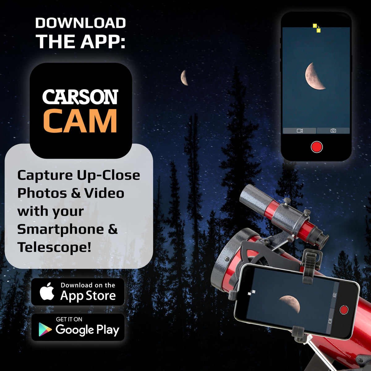 Carson Red Planet Series view through eyepieces for bright celestial details.