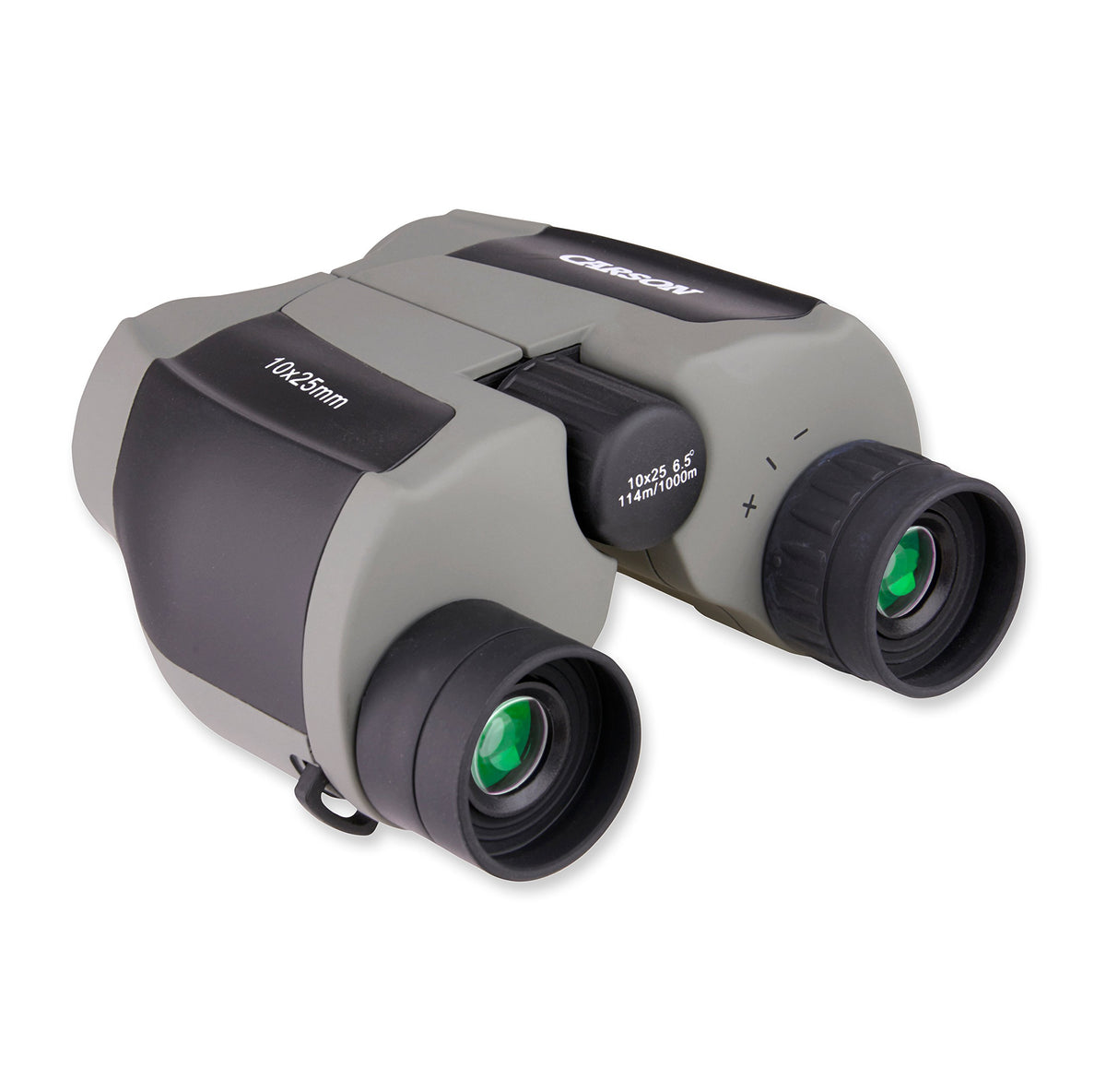 Carson ScoutPlus eye relief close-up demonstrating comfortable viewing for glasses wearers