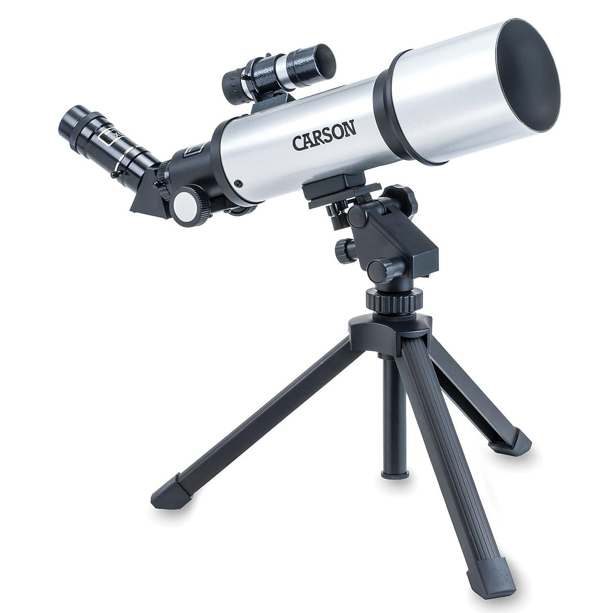 Tabletop tripod display with Carson Sky Chaser telescope portable setup