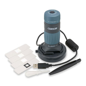 Carson zPix 300 zoom microscope front view for exploring micro details at home.
