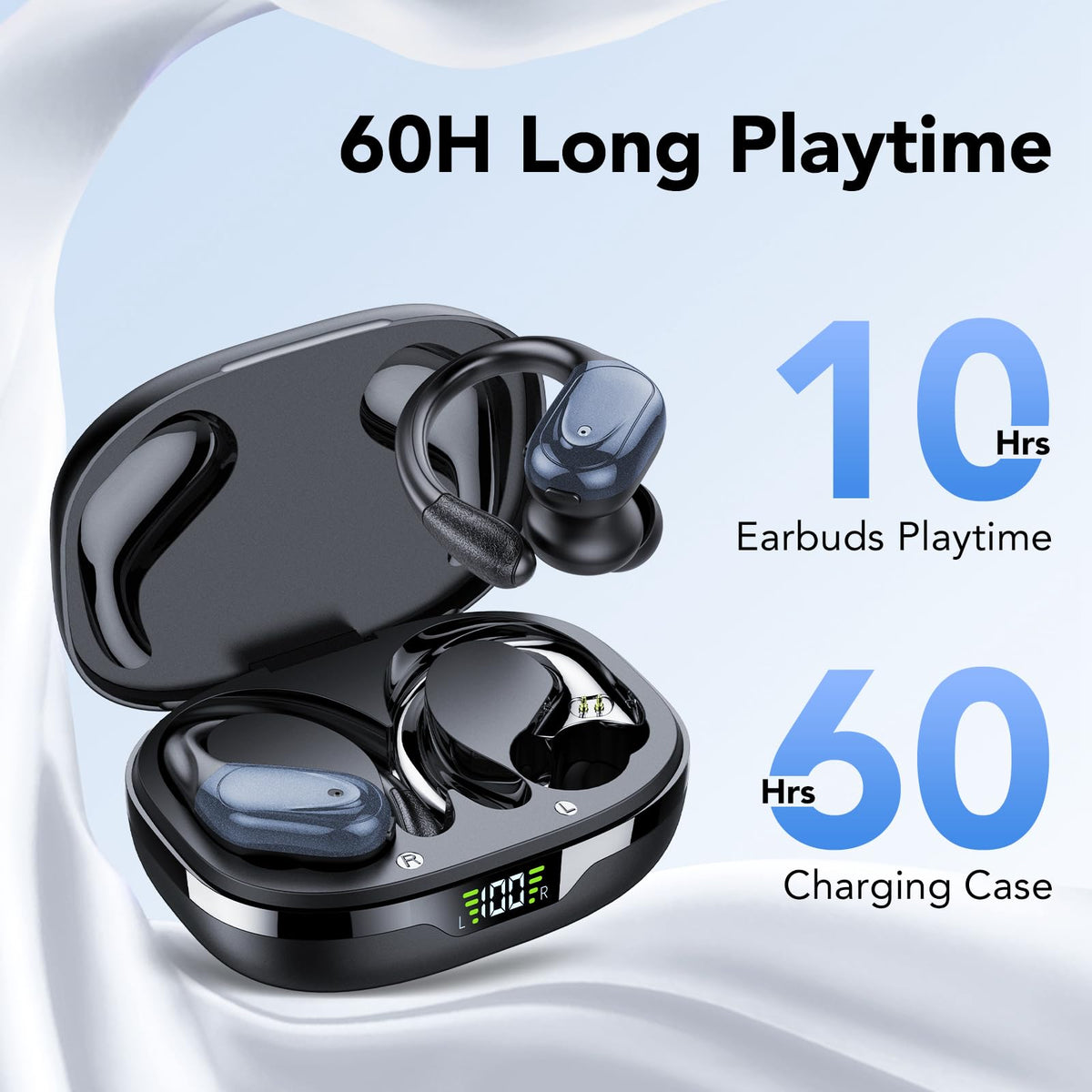 CASCHO BX17 charging case LED display highlighting battery status advantage