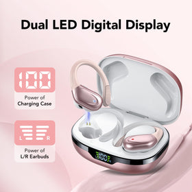 CASCHO charging case LED display showing battery levels for easy power checks