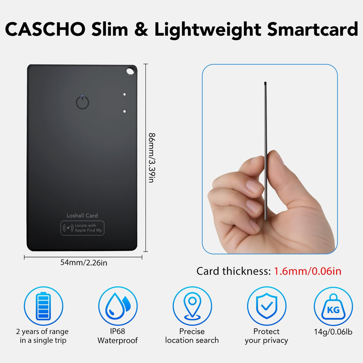 CASCHO card playing an audible tone during use to help locate items quickly
