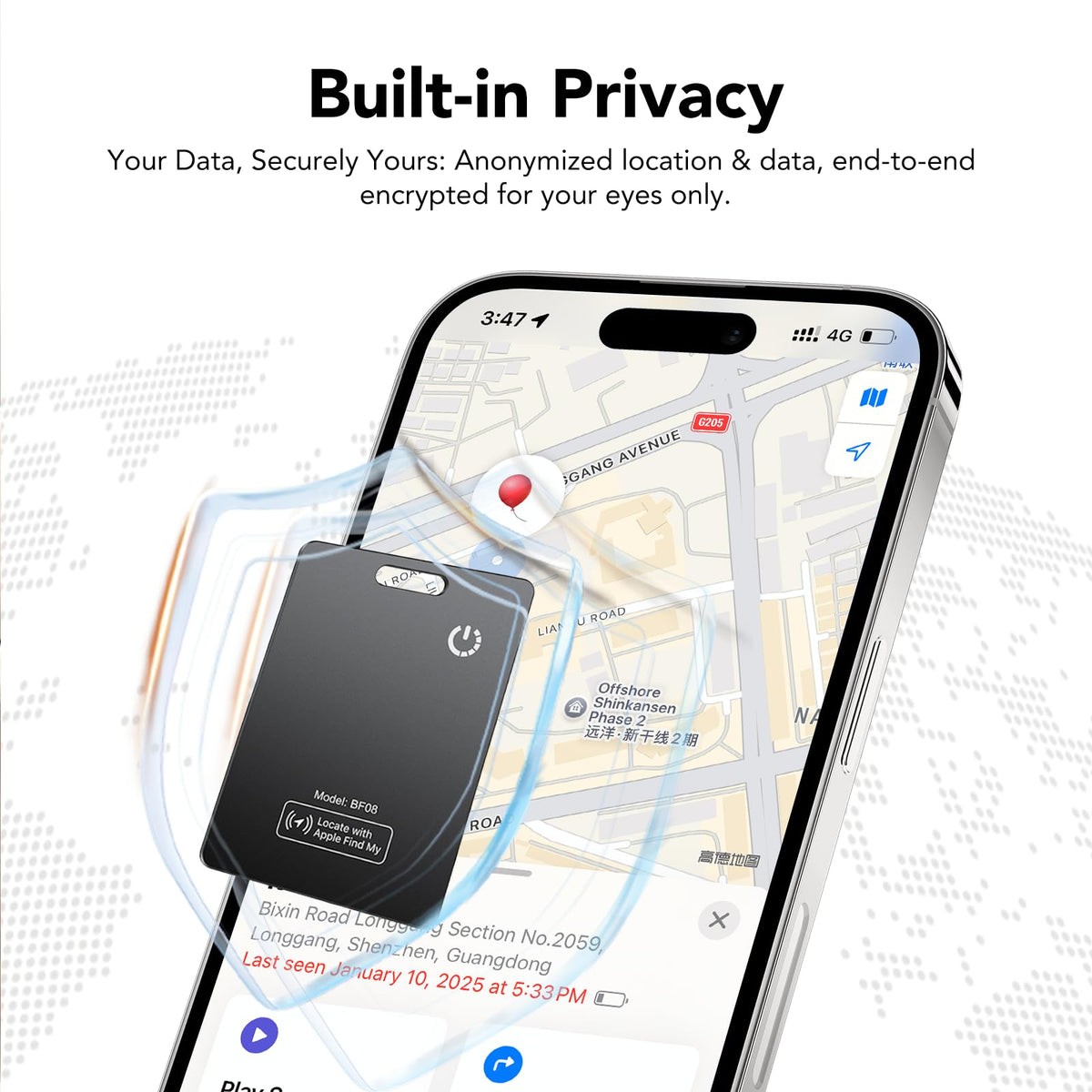 CASCHO tracker splashing water to show IP68 waterproof benefit