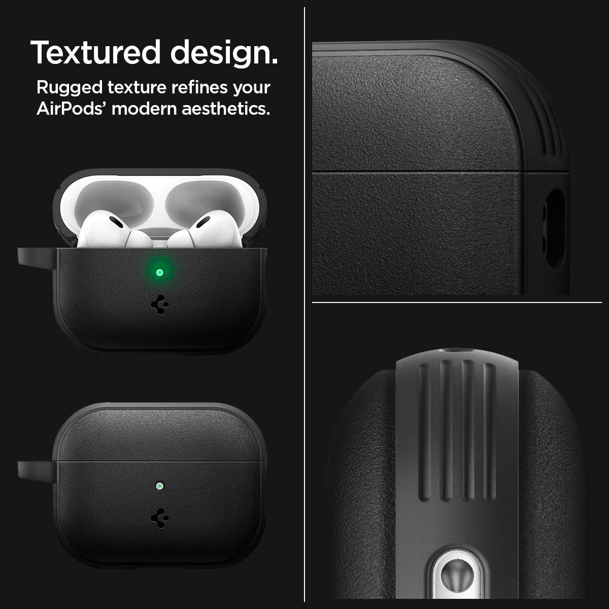 Caseology Vault AirPods Pro 2 carabiner clip for easy carry.