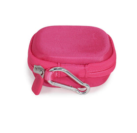 CaseSack case for JBuds Mini pink stores earbuds and charger cord neatly.