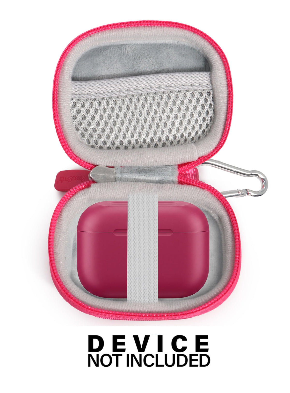 CaseSack case for JLab Air Tones+ pink protects against shocks during travel.