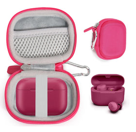 CaseSack case for JLab Go Pop+ in pink keeps earbuds organized and protected.