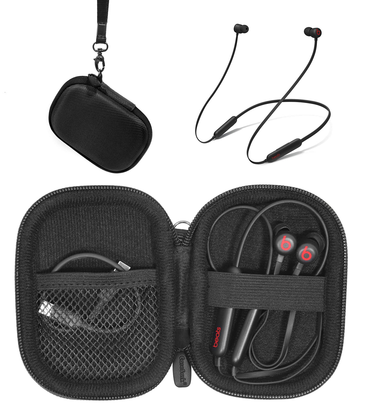 CaseSack front view showing compact case protecting Beats Flex and easy carrying