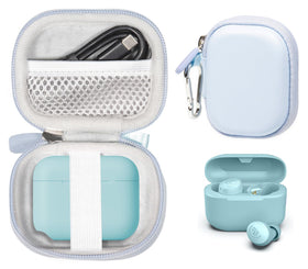 CaseSack case for JLab Go Pop+ blue front view showing compact protective shell