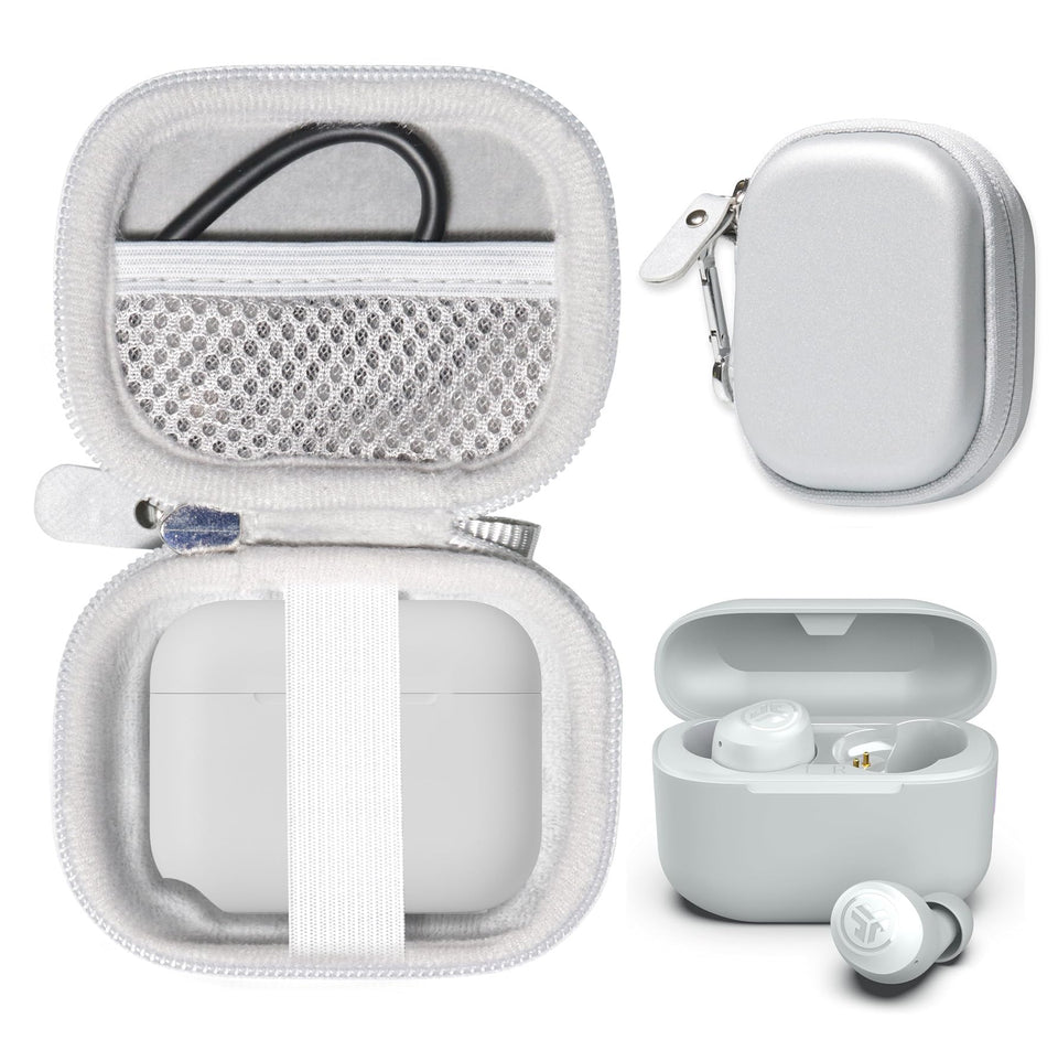 Casesack JLab Go Pop+ case with compact organizer protects earbuds on the go.