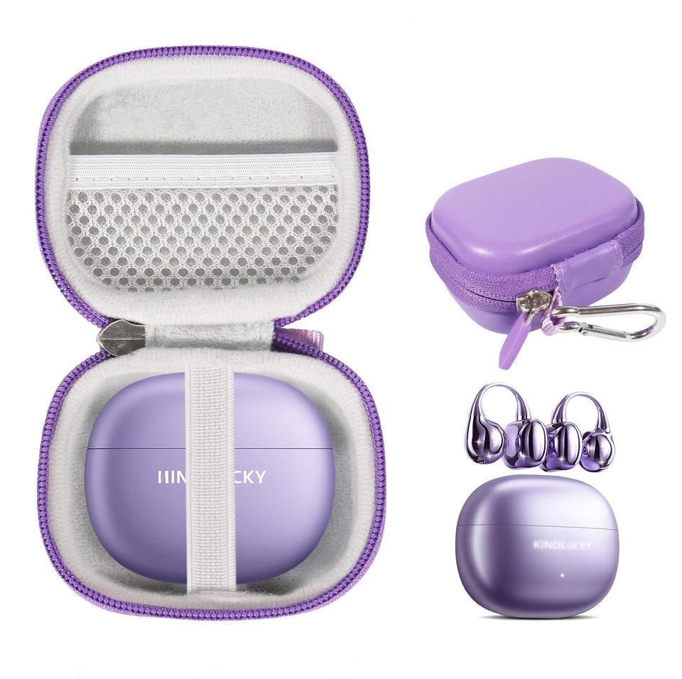 CaseSack king lucky i121 open-ear case purple protects earbuds during travel
