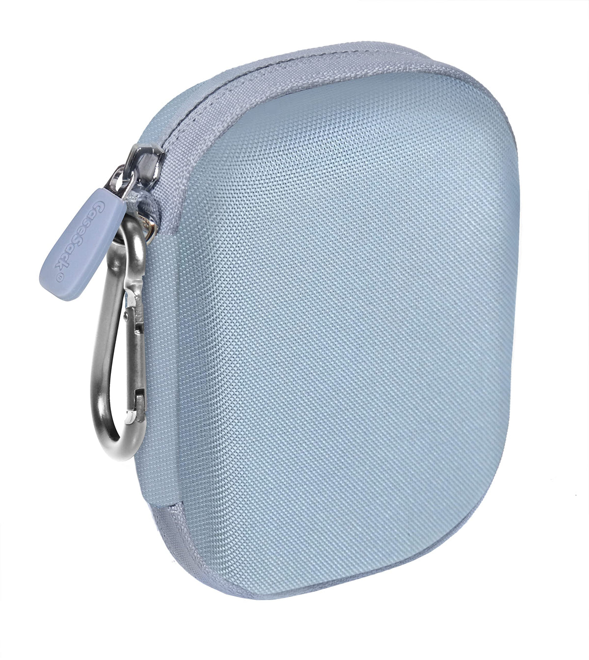 CaseSack interior with elastic strap and mesh pocket organizing earbuds and cable