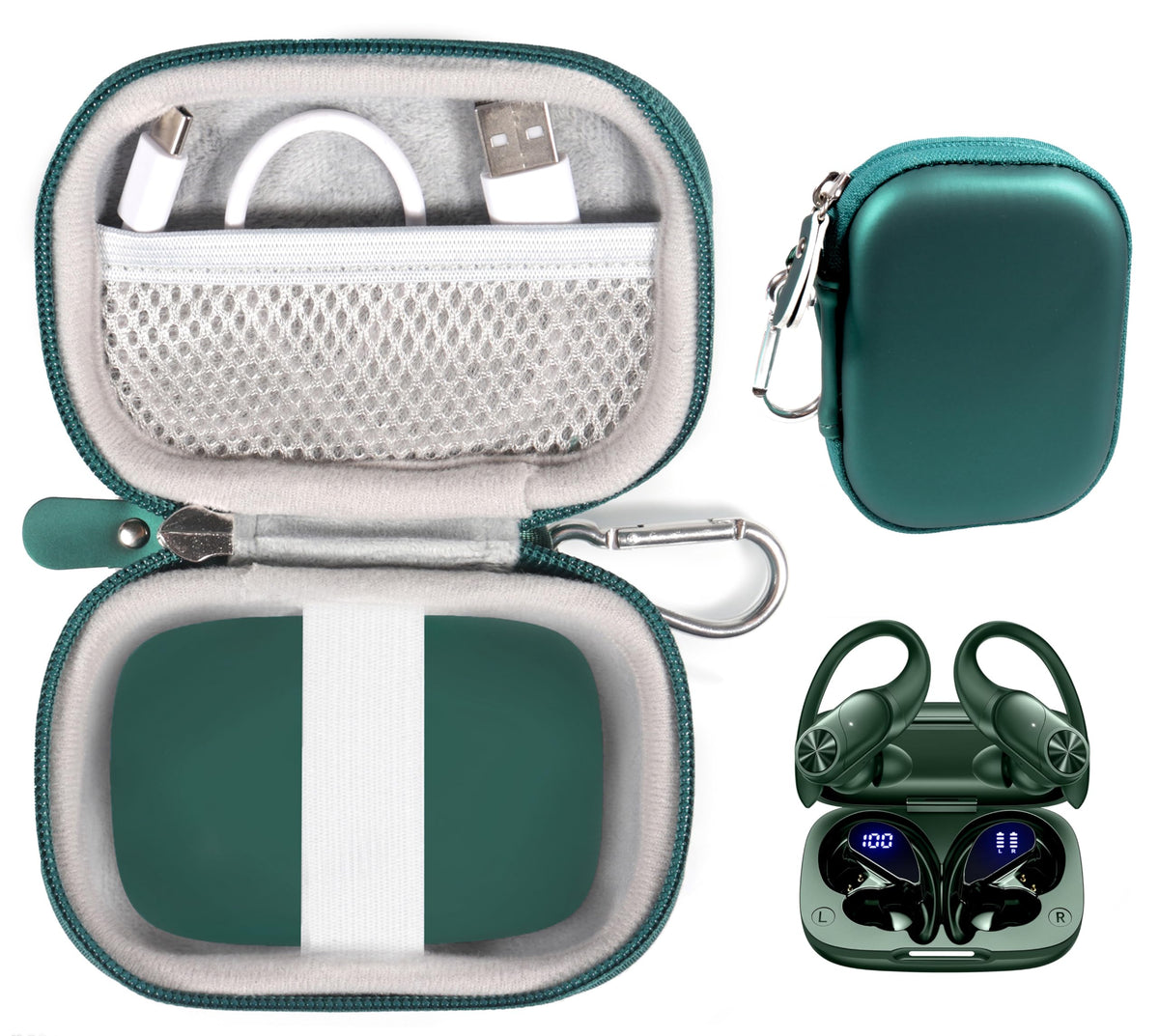 CaseSack olive front view showing compact travel protection benefit