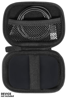 CaseSack open showing mesh pocket storing cable and small accessories safely