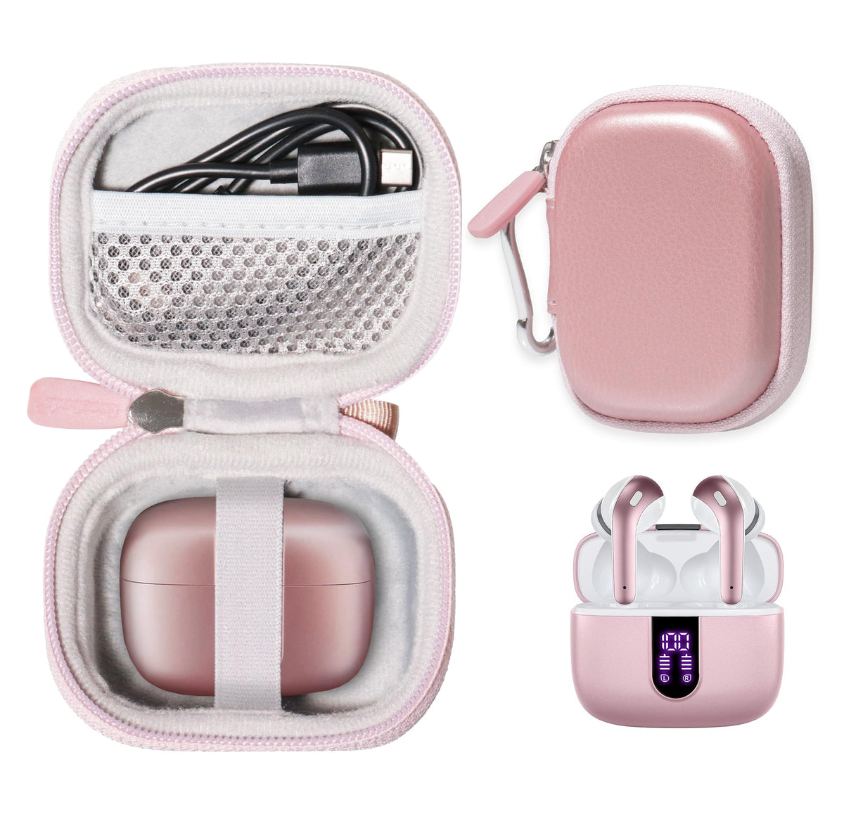 CaseSack TAGRY X08 rose gold exterior case offering durable protection for earbuds