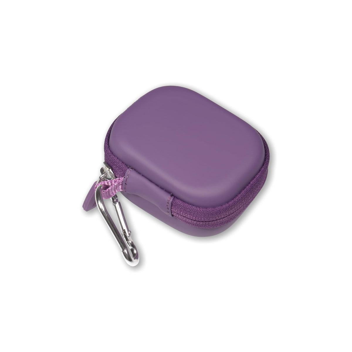 CaseSack Travel-ready purple case for compact storage of earbuds.