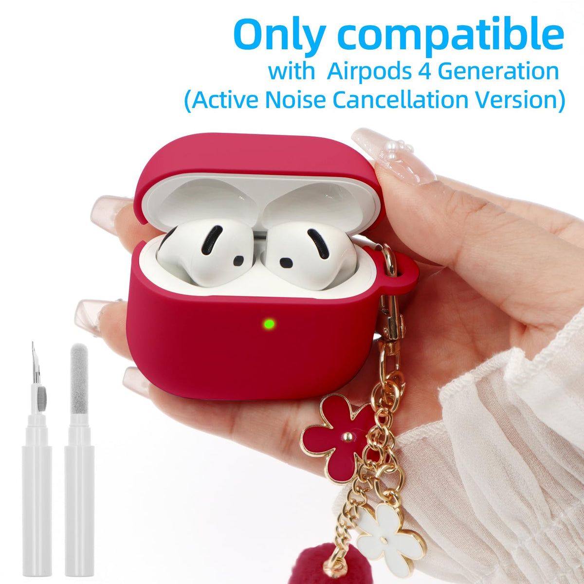 CASEFUN AirPods 4 case with dust plug shields charging port.