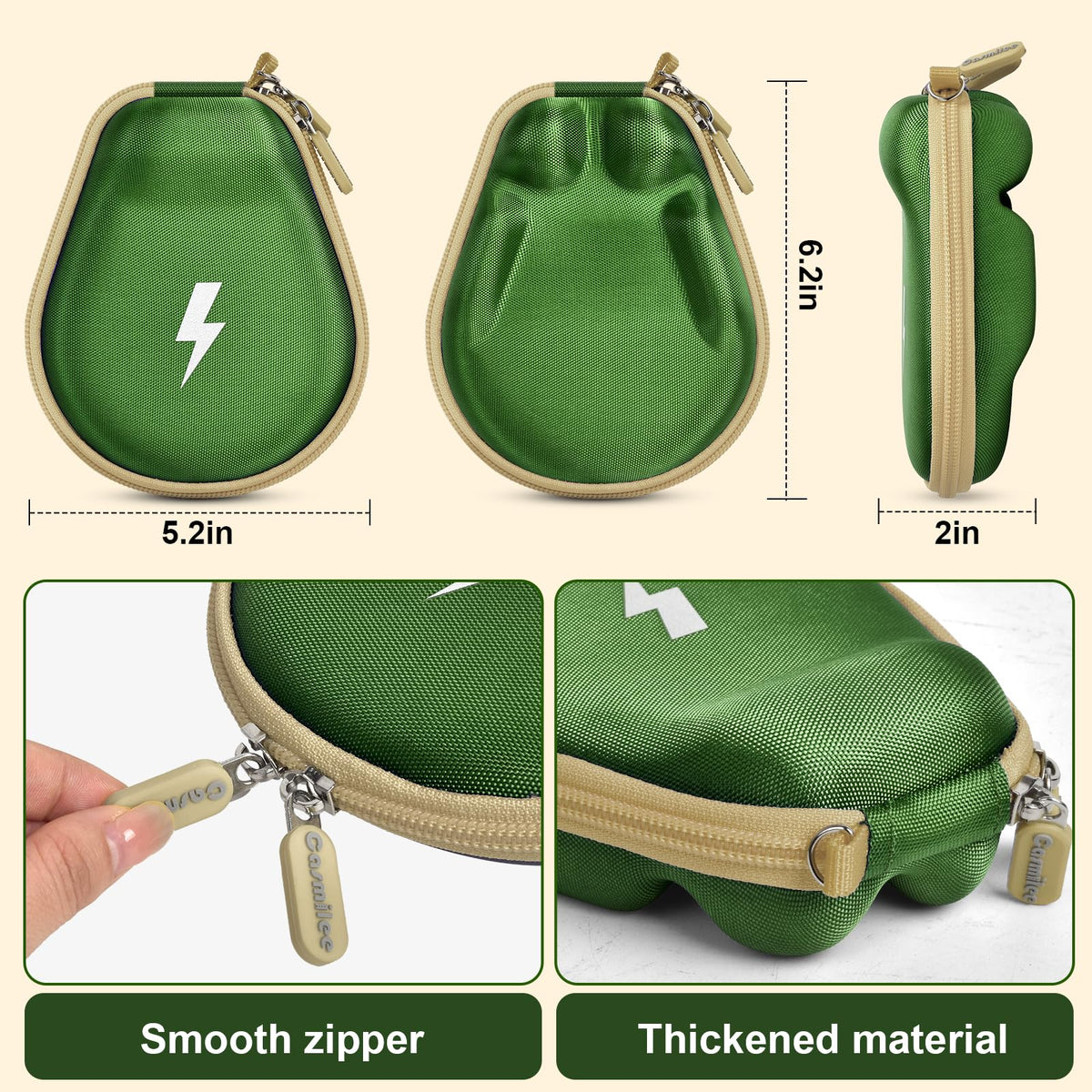 Casmilee 1680D nylon case in green provides rugged protection