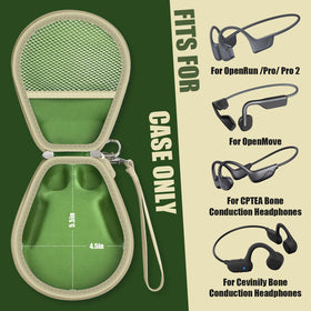 Casmilee bone conduction case with carabiner in green for outdoor use