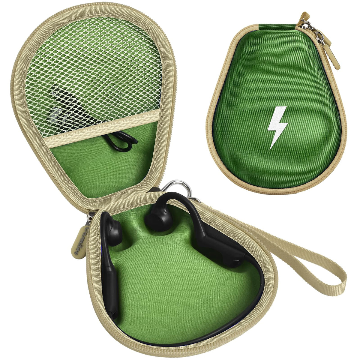 Casmilee OpenRun Pro green bone conduction case front view for easy access