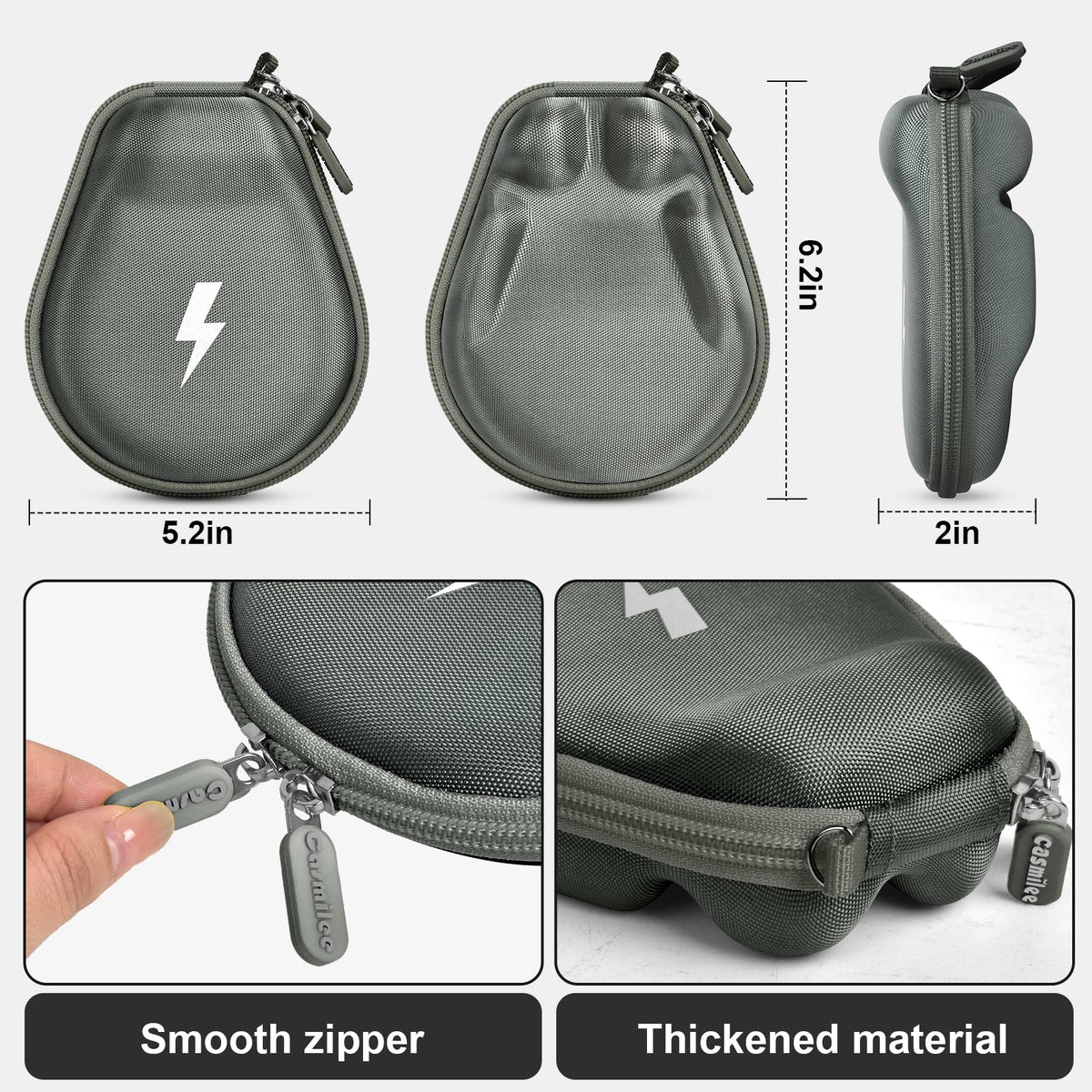 casmilee case open with charging cable in pocket showing tangle-free benefit