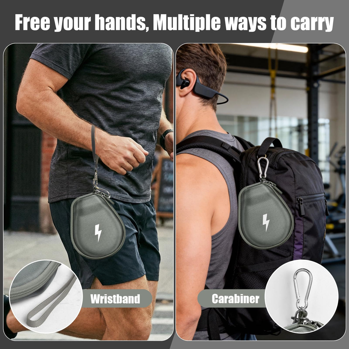 casmilee case with SHOKZ headset inside showing secure fit benefit