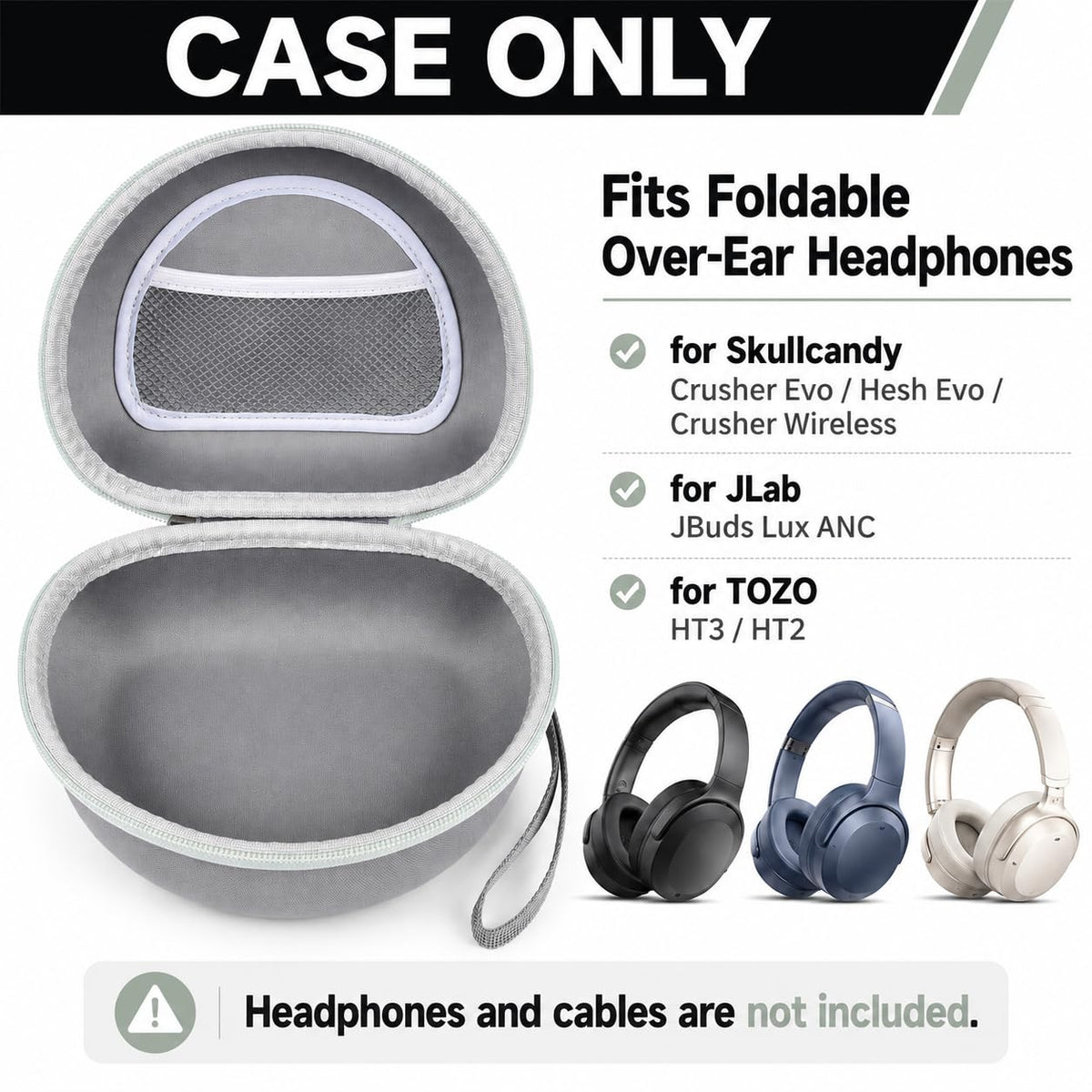 casmilee case interior has a mesh pocket to organize cables and ear pads