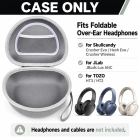 casmilee case interior has a mesh pocket to organize cables and ear pads