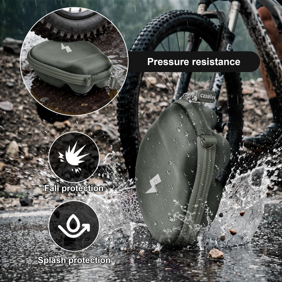 casmilee case next to smartphone showing compact size and portability benefit