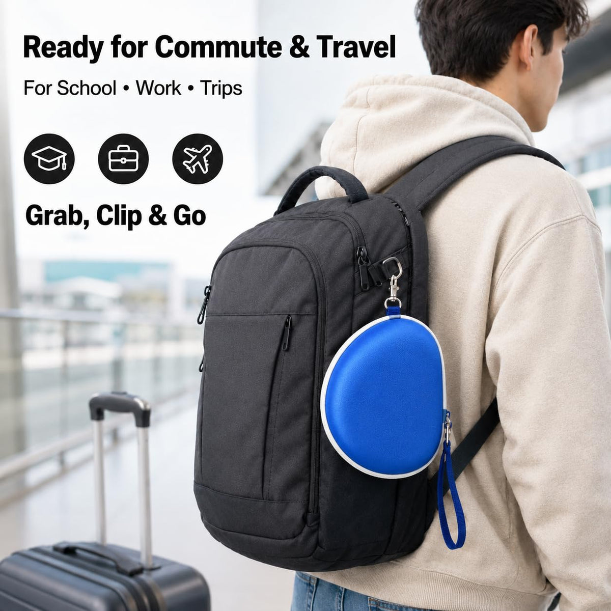 Blue Casmiilee case box stands out in travel bags