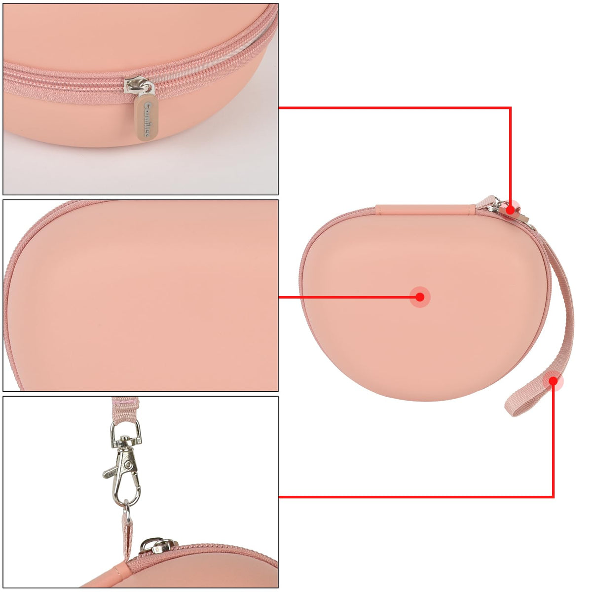 CasMilee pink foldable headset case is ultra-compact for travel