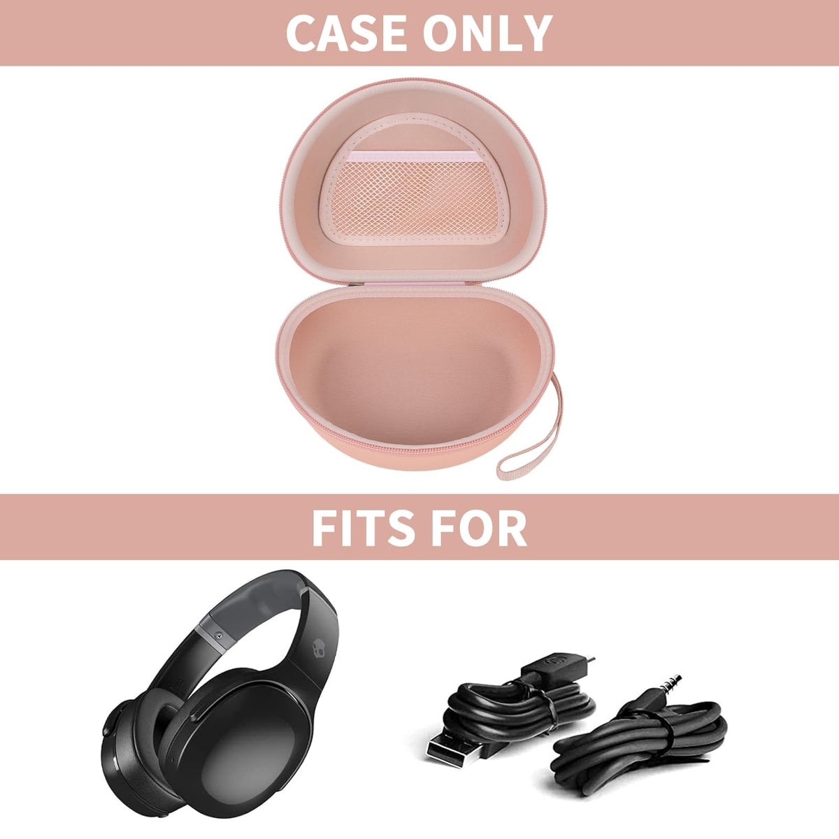 CasMilee pink case for JLab Lux ANC with organized storage enhances on-the-go use