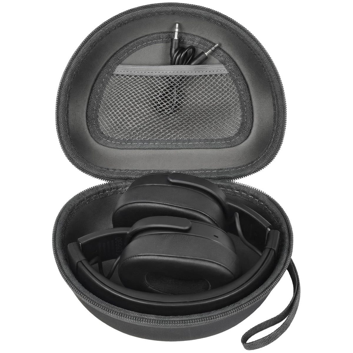 Casmilee headphone case outer dimensions indicate travel fit for over-ear headphones