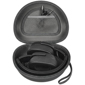 Casmilee headphone case outer dimensions indicate travel fit for over-ear headphones