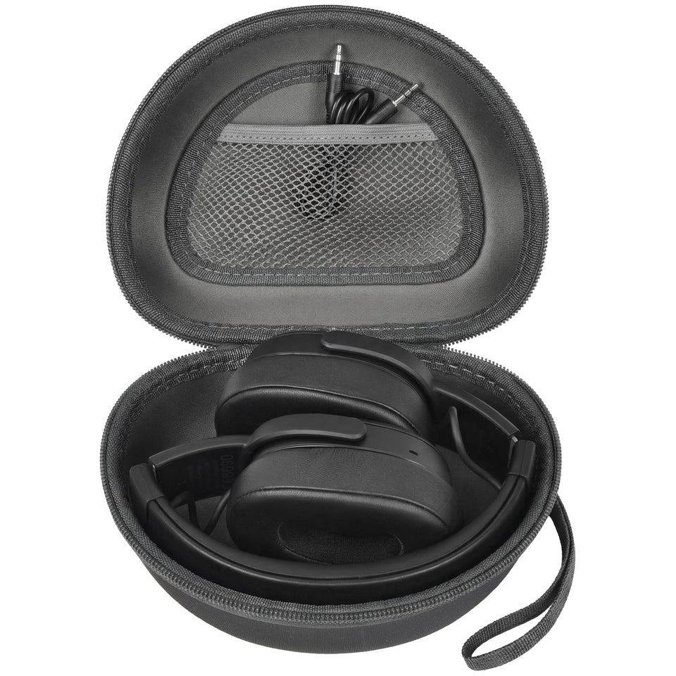 Casmilee headphone case outer dimensions indicate travel fit for over-ear headphones