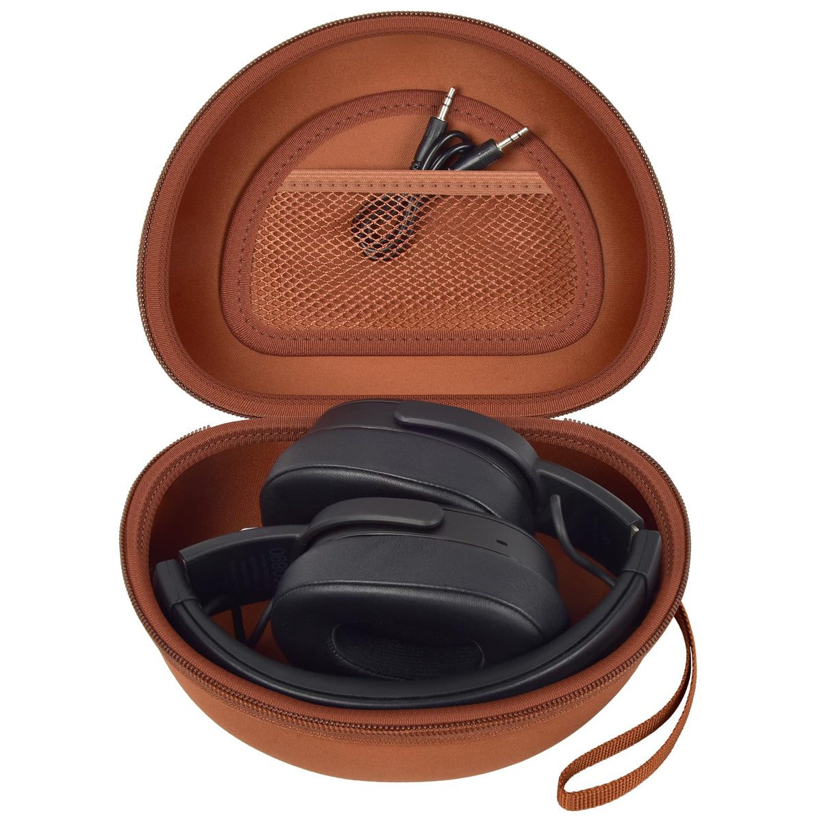 Casmilee headphone case outer view showing rugged hard shell protection for travel.