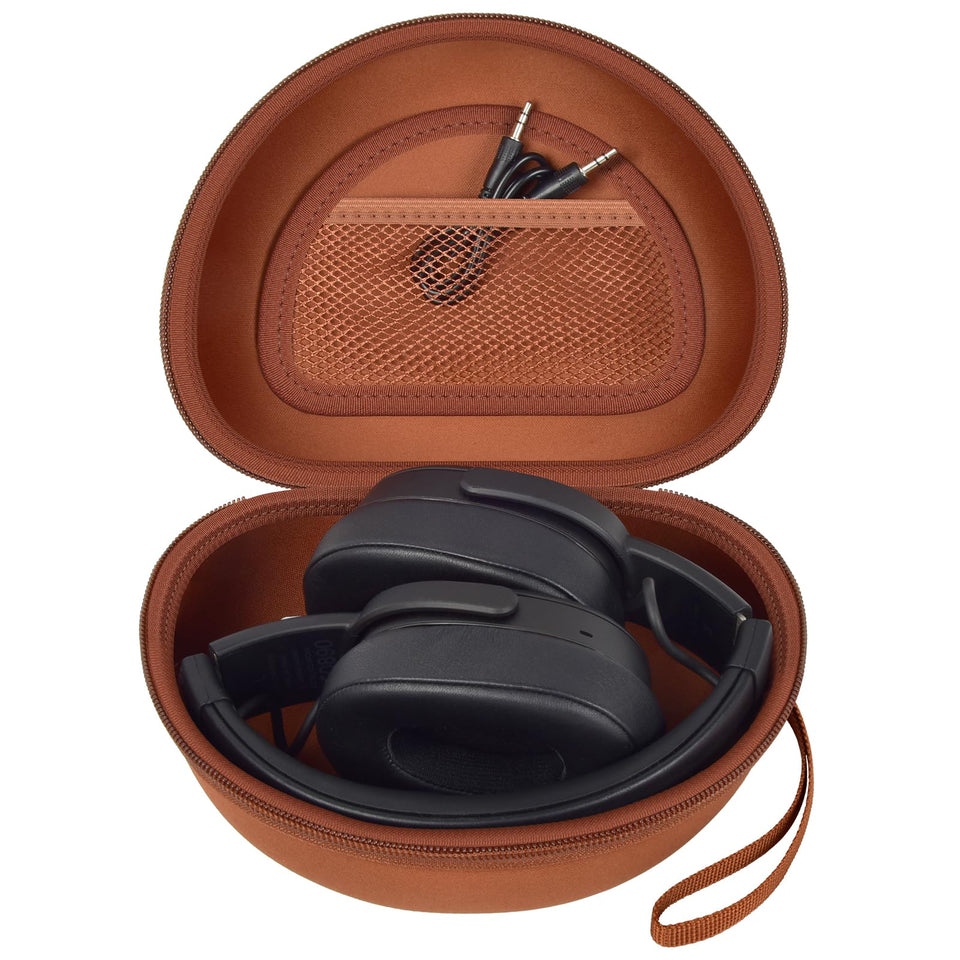 Casmilee headphone case outer view showing rugged hard shell protection for travel.