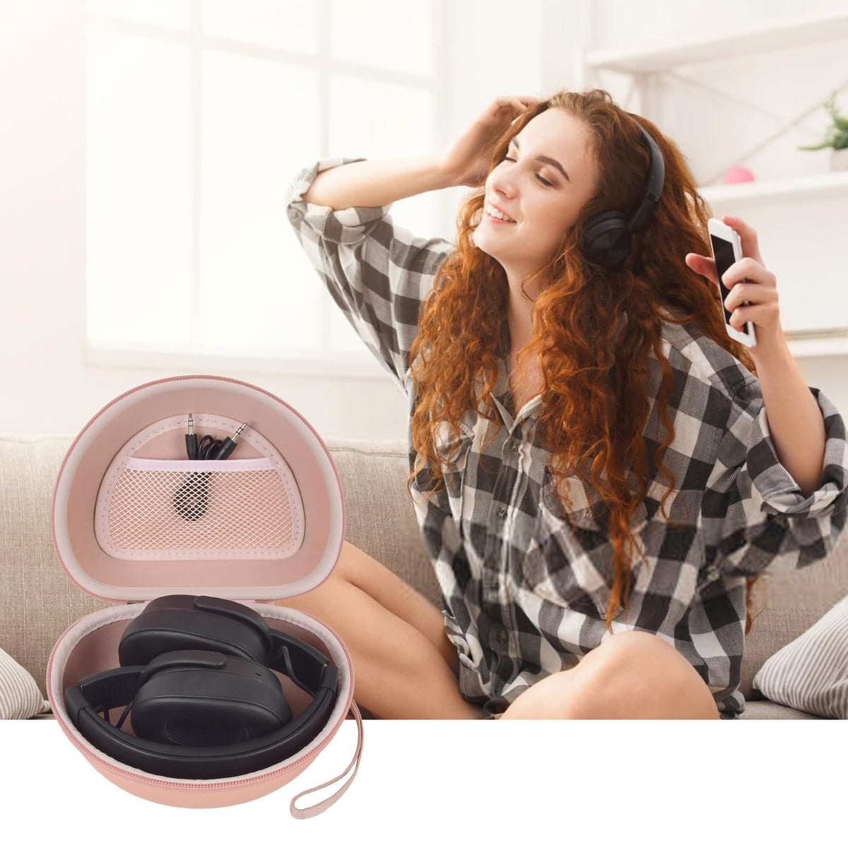 CasMilee pink case with removable hand strap for easy carry