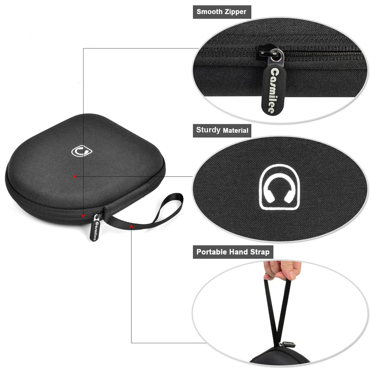 casmilee with JBL Tune headphones fitting compactly for travel protection