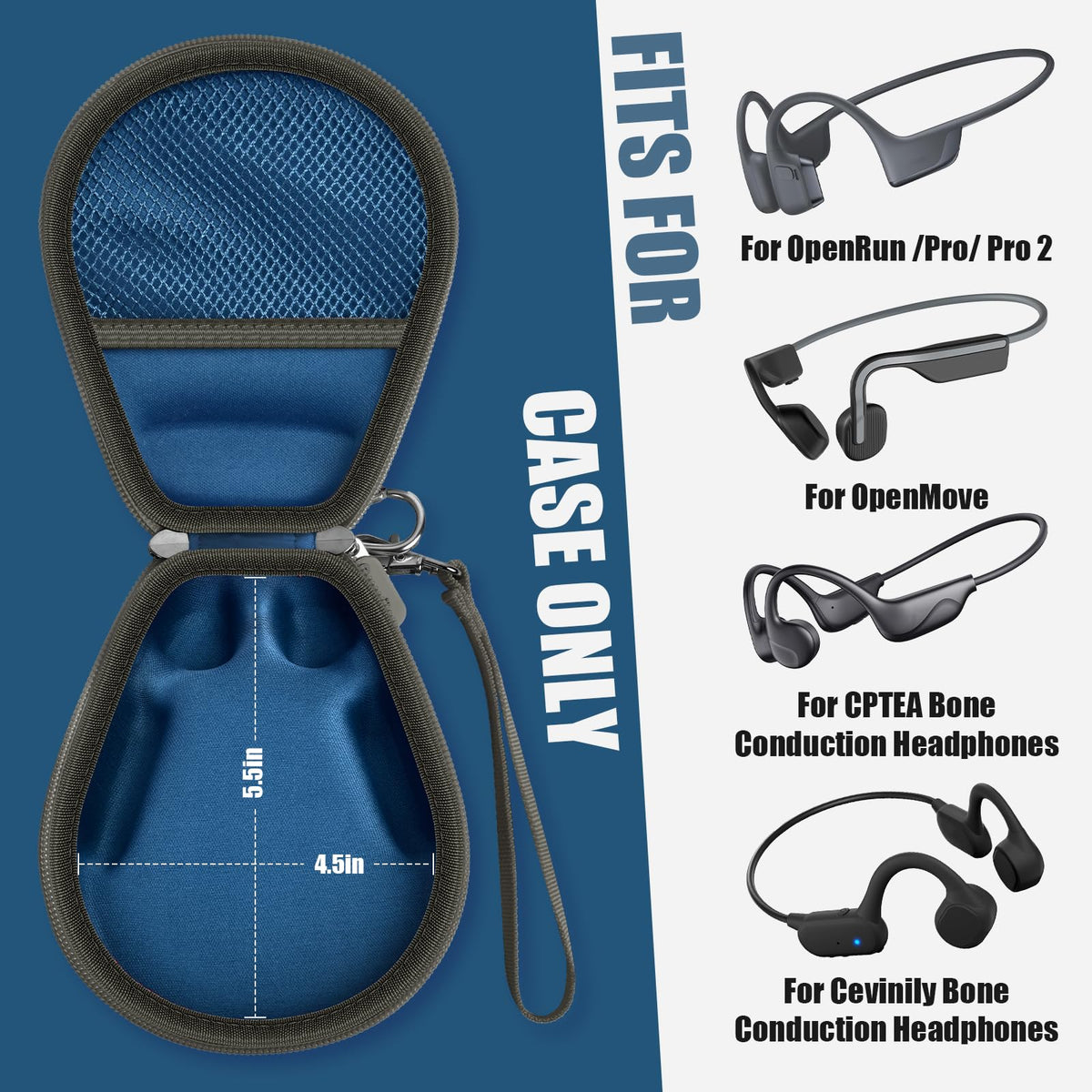 casmilee open interior showing mesh pocket and elastic straps for organization