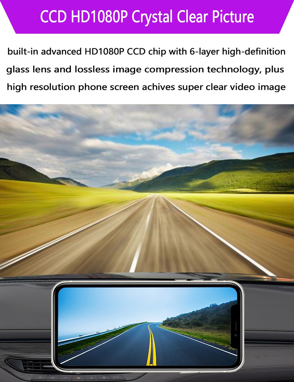 Casoda close-up of glass lens emphasizing sharper 1080P image benefit
