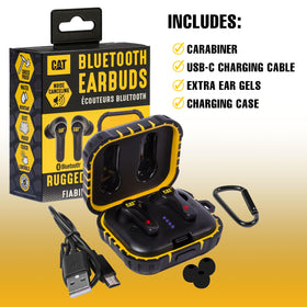 CAT shockproof work earbuds built to withstand tough environments.
