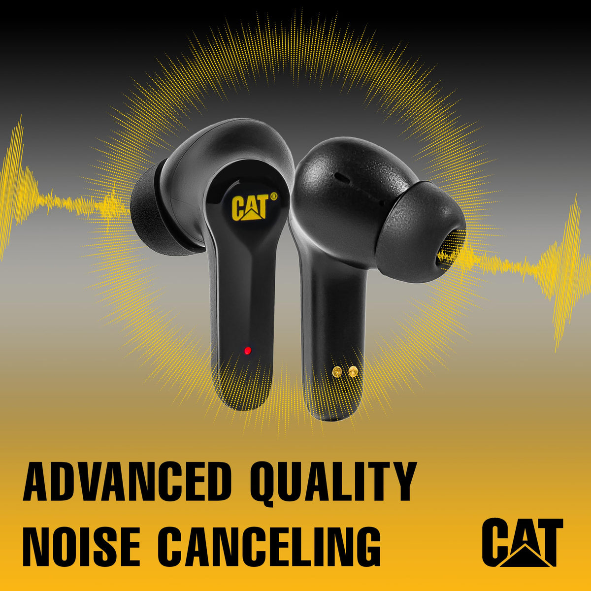 CAT water resistant and dust proof earbuds ideal for outdoor tasks.