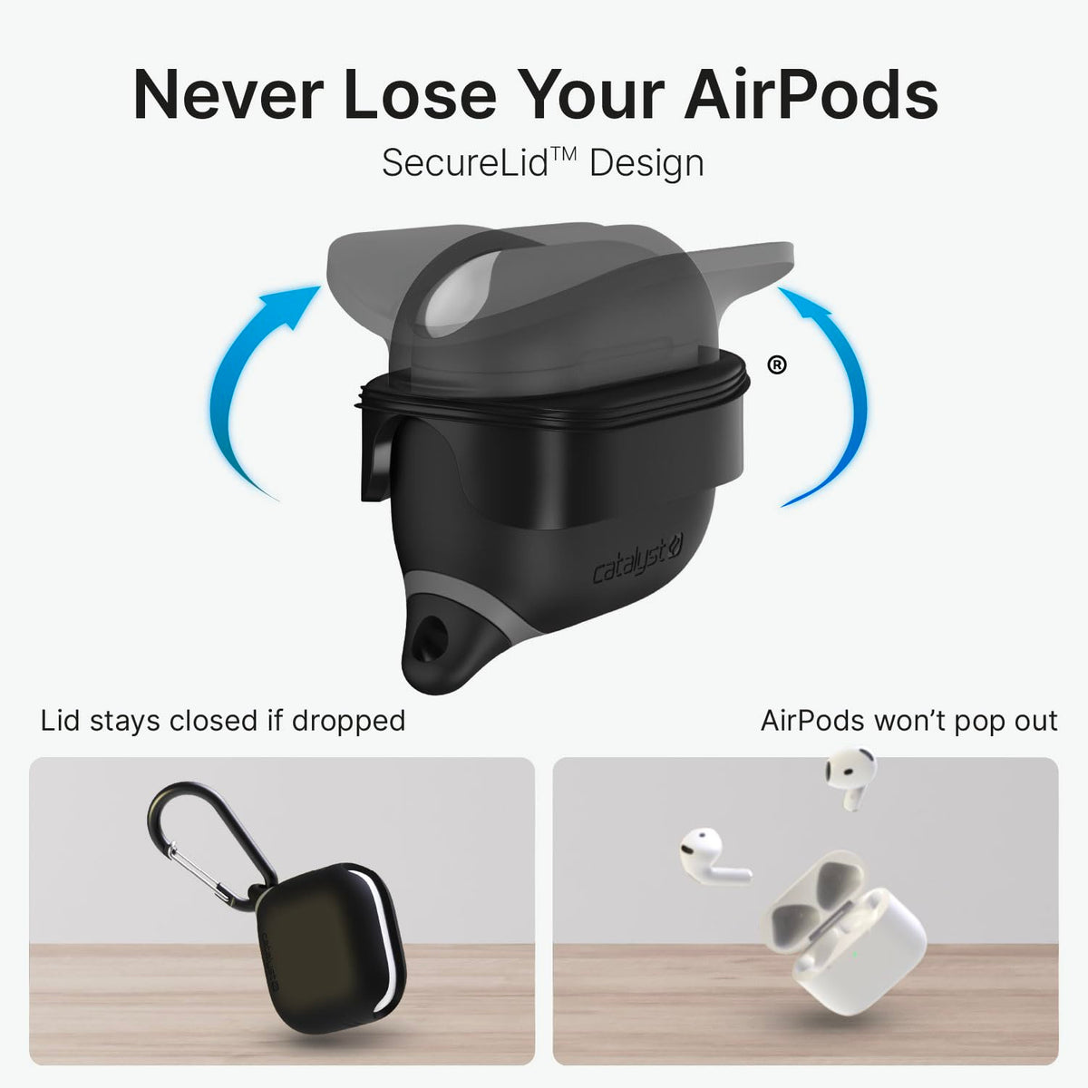 Catalyst with aluminum carabiner clipped to bag for hands-free carry