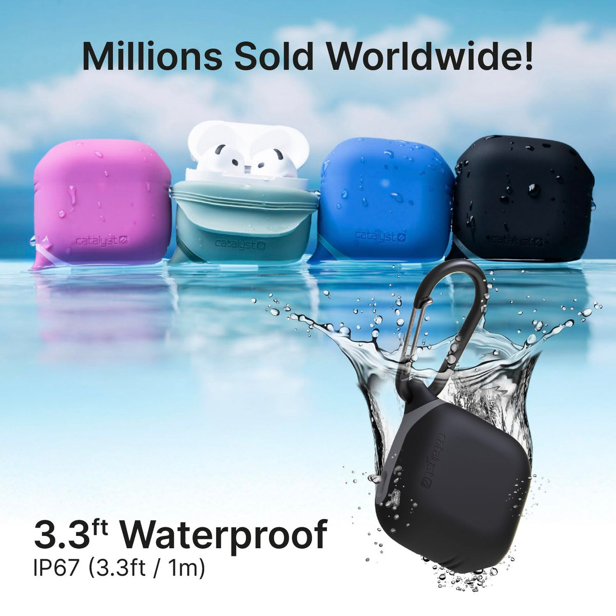 Catalyst open case showing hinge clearance and effortless AirPods access